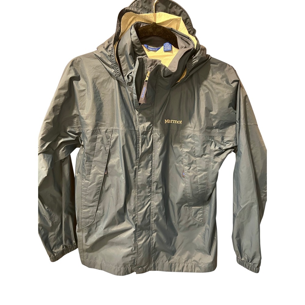 Marmot Kids PreCip Rain Jacket Blue Hooded Waterproof Shell Large L/G